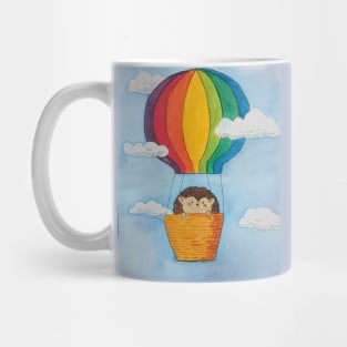 Adorable little hedgehog goes for a balloon ride (watercolour) Mug